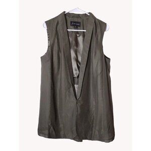 Jennifer Hudson Vest Womens Medium Sleeveless Sheer Sides Green Professional